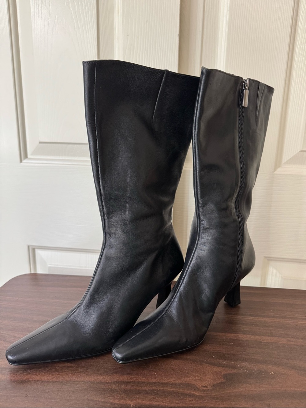Nine West Black Pointed Toe Mid Calf Boot
